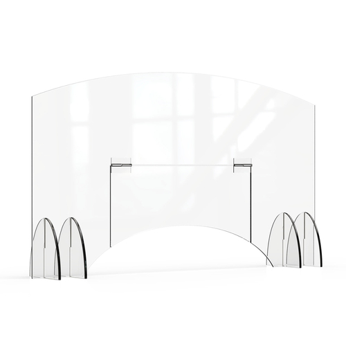 Rosseto AG013 48" W x 28" H Clear Acrylic Avant Guarde Sneeze Guard or Health Safety Shield with Pass-Through Door