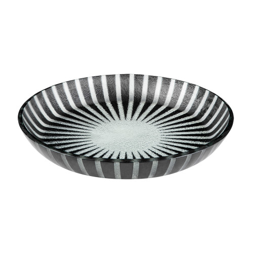 Rosseto GLS042B 14.2" W x 2.2" H Black Handmade Glass Round Stelo Bowl (2 per Set)