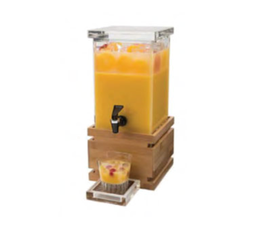 Rosseto LD116 1 Gal. Acrylic Square with Natural Bamboo Base Beverage Dispenser