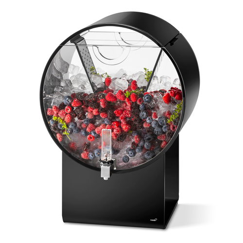 Rosseto LD183 5 Gal. Black Acrylic Barrel Lucid Beverage Dispenser