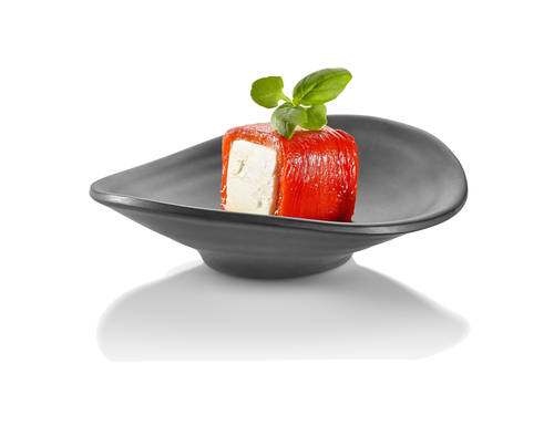 Rosseto MEL007 2 Oz. Black Melamine Scallope Bowl