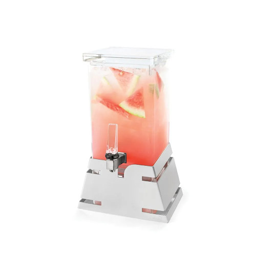 Rosseto LD141 1 Gal. Clear Acrylic Square with Stainless Steel Pyramid Base Beverage Dispenser