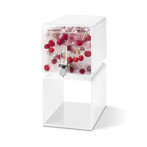 Rosseto LD187 2 Gal. White Acrylic Cuboid Lucid Beverage Dispenser
