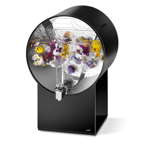 Rosseto LD181 3 Gal. Black Acrylic Barrel Lucid Beverage Dispenser