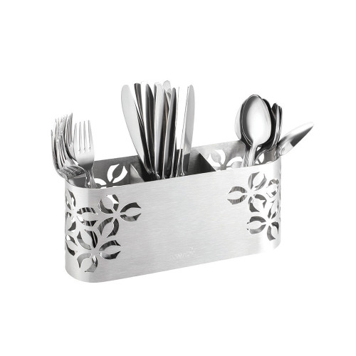 Rosseto SM263 11.81" x 3.25" x 5.31" Stainless Steel 3 Compartment Iris Cutlery Holder