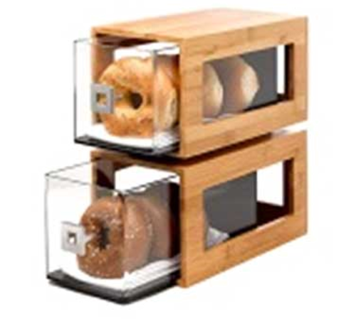 Rosseto BD102 6.88" x 12.9" x 14.1" H 2 Clear Acrylic Drawers and Bamboo with Natural Finish Countertop Bakery Column