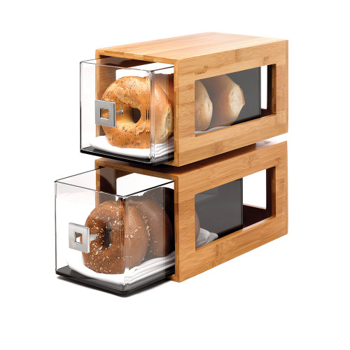 Rosseto BD102 6.88" x 12.9" x 14.1" H 2 Clear Acrylic Drawers and Bamboo with Natural Finish Countertop Bakery Column