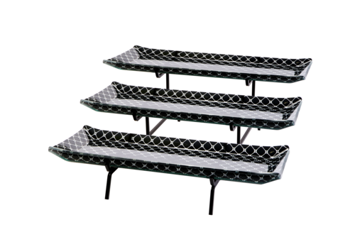 Rosseto GST01BFP 22.5" x 22.6" x 9.25" H Black Rectangular Metal 3-Tier Display Stand