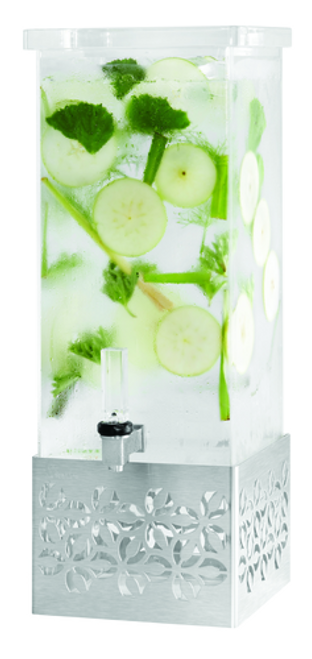 Rosseto LD198 3 Gal. Acrylic and Stainless Steel Square Iris Beverage Dispenser