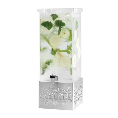 Rosseto LD198 3 Gal. Acrylic and Stainless Steel Square Iris Beverage Dispenser