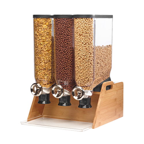 Rosseto DS102 (3) 3.5 Gal. Countertop Natural Finish Pro Bulk Dry Product Dispenser