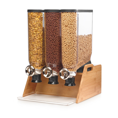 Rosseto DS102 (3) 3.5 Gal. Countertop Natural Finish Pro Bulk Dry Product Dispenser