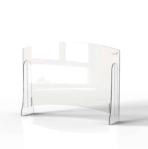 Rosseto AG023 48" W x 33.5" H Clear Acrylic Avant Guarde Shield + Serve Sneeze Guard with Adjustable Pass-Through