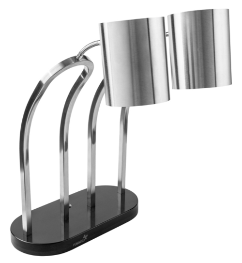 Rosseto HL008 26" H Black Dual Bulb Free-Standing Stainless Steel Heat Lamp - 110-250 Volts
