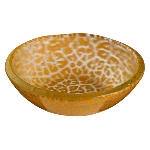 Rosseto GLS054M 4.1" W x 1.2" H Mustard Handmade Glass Round Foglia Mini Bowl (12 per Set)