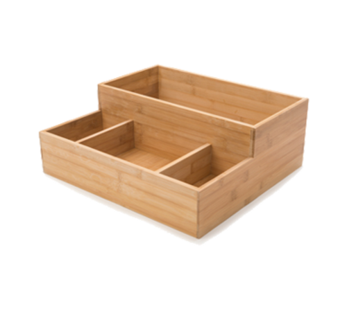 Rosseto BD109 16" W Wood Rectangular 4 Compartments Building Block Condiment Tray