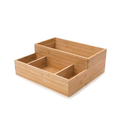 Rosseto BD109 16" W Wood Rectangular 4 Compartments Building Block Condiment Tray