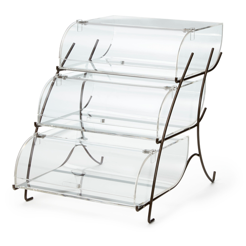 Rosseto BK023 22.4" x 15" x 17.2" H 3 Tier Rectangular Clear Acrylic Curved Front Bakery Case