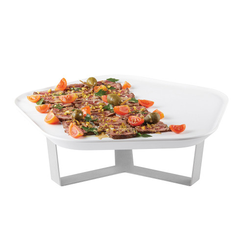 Rosseto SM269 White Stainless Steel Polygon Forme Tray and Riser Set