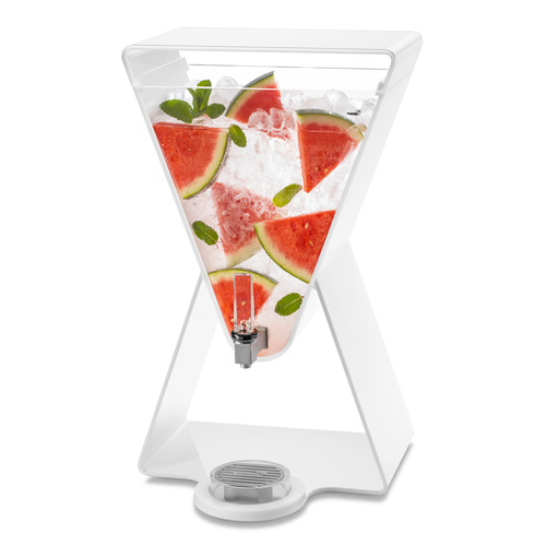 Rosseto LD184 3 Gal. White Acrylic Prism Lucid Beverage Dispenser