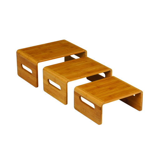 Rosseto SB101 3 Piece Natural Wood Rectangular Riser Set
