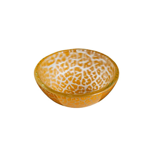 Rosseto GLS056M 3.5" W x 1.4" H Mustard Handmade Glass Round Foglia Mini Bowl (12 per Set)