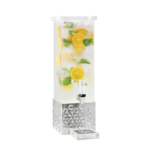 Rosseto LD161 2 Gallons Acrylic Rectangular Brushed Finish Iris Beverage Dispenser