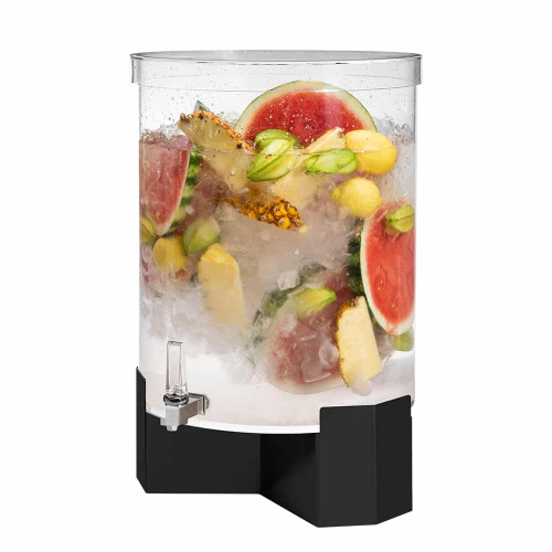 Rosseto LD199 14 Gal. Acrylic Round with Black Matte Stainless Steel Base Pool Beverage Dispenser