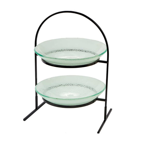 Rosseto GST08FWFP 15.4" x 14.2" x 21.7" H Round Stainless Steel 2-Tier Display Stand