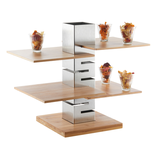 Rosseto SM162 Silver Stainless Steel Square Bamboo Base Skycap Tower Riser