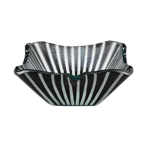 Rosseto GLS040B 9.5" W x 4.3" H Black Handmade Glass Square Stelo Bowl (2 per Set)