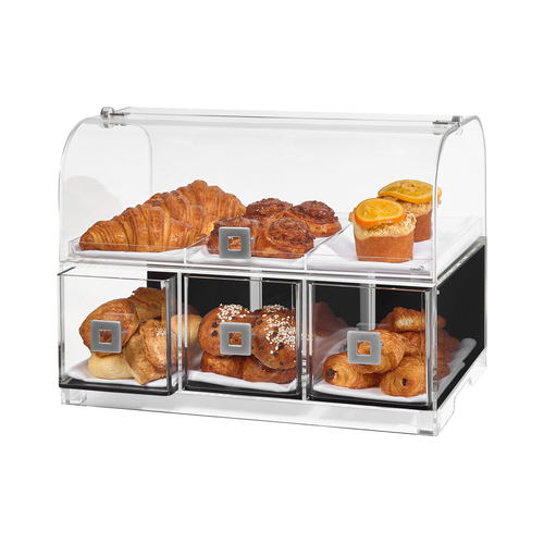 Rosseto BD128 19.1" W x 12.8" D x 15" H Clear Acrylic Curved Front Countertop Bakery Display Case