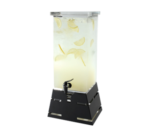 Rosseto LD140 4 Gal. Clear Acrylic Square with Black Matte Stainless Steel Pyramid Base Beverage Dispenser
