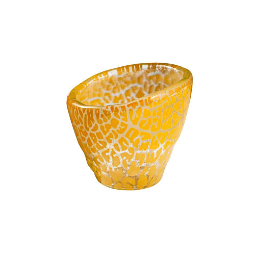 Rosseto GLS052M 3.3" W x 2.8" H Mustard Handmade Glass Round Foglia Mini Bowl (12 per Set)