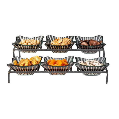 Rosseto GST04BFP 22" x 15.5" x 6.5" H Black Rectangular Metal 2-Tier Display Stand