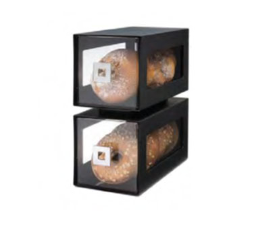 Rosseto BD101 6.25" x 11.75" x 13" H 2 Clear Acrylic Drawers and Steel with Black Matte Finish Countertop Bakery Column