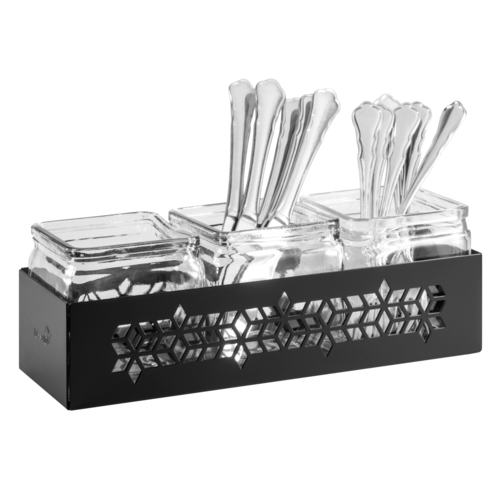 Rosseto SM314 3 Glass Jars Black Steel Mosaic Holder