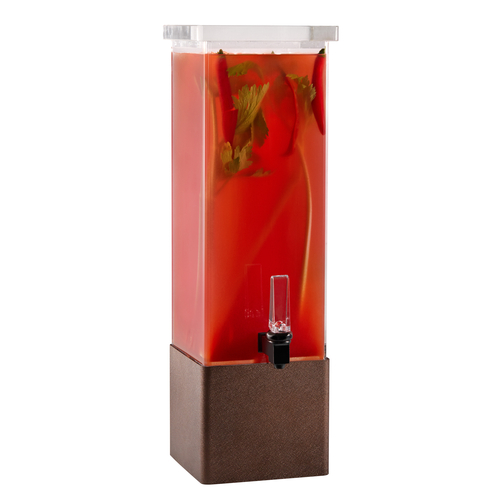 Rosseto LD173 2 Gal. Acrylic Square with Bronze Textured Matte Steel Base Beverage Dispenser