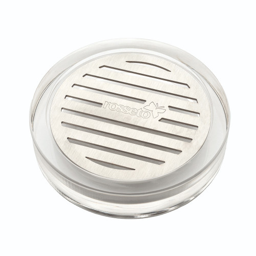 Rosseto LD127 4.5" x 4.5" x 1"H Acrylic with Stainless Steel Round Drip Tray