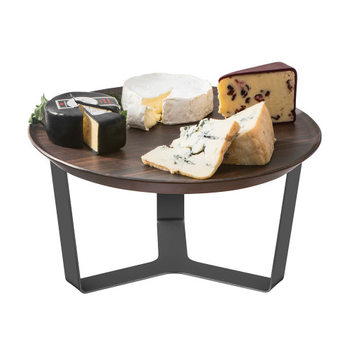 Rosseto SM290 13.3" W Black Stainless Steel Round with Walnut Melamine Tray Forme Tray and Riser Set