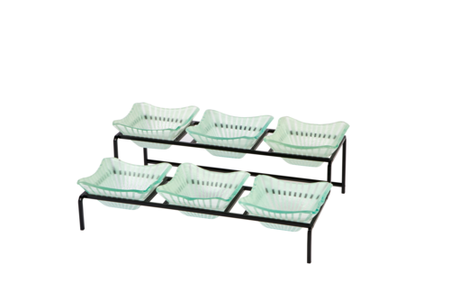 Rosseto GST04WFP 22" x 15.5" x 6.5" H Black Rectangular Metal 2-Tier Display Stand