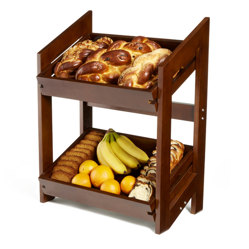 Rosseto BD152 21.1" x 12.8" x 27.6" Rectangular Bamboo 2-Tier Natura Nite Tray and Stand System