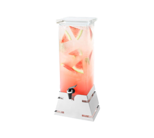 Rosseto LD143 2 Gal. Clear Acrylic Square with Stainless Steel Pyramid Base Beverage Dispenser