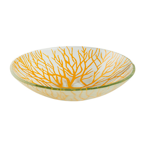 Rosseto GLS047M 10.8" W x 2.6" H Mustard Handmade Glass Round Radici Bowl (2 per Set)