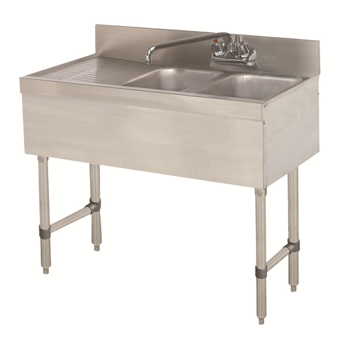 Advance Tabco SLB-32R 36" W x 18" D Stainless Steel 2 Bowls Special Value Sink Unit