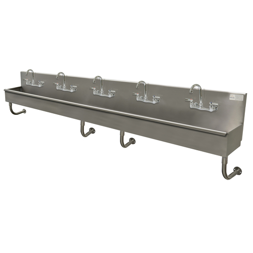 Advance Tabco 19-18-100-F 100" W x 19.5" D x 30.75" H 16 Gauge 304 Stainless Steel Wall Mounted Multiwash Hand Sink
