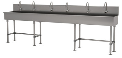 Advance Tabco 19-FM-120EF 120" W x 19.5" D 16 Gauge Freestanding Multiwash Hand Sink