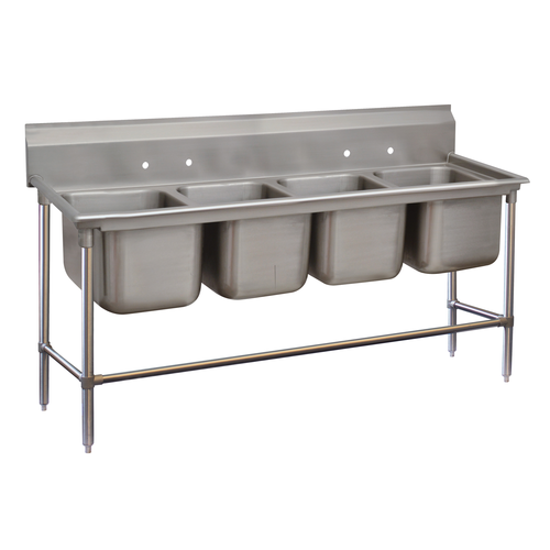 Advance Tabco 94-84-80 97" W x 36" D x 45" H Stainless Steel 14 Gauge 4-Compartments Regaline Sink