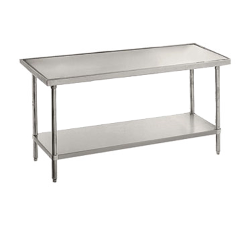 Advance Tabco VSS-3612 144" W x 36" D Stainless Steel Base 14 Gauge Flat Top Work Table with Undershelf