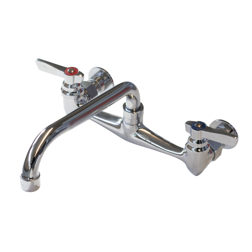 Advance Tabco K-1118 8" Centers Chrome Plated Splash Mounted Heavy Duty Faucet